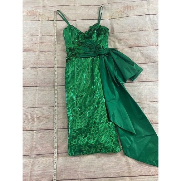 Vintage Alyce Designs Women's Green Sequin Cocktail Dress - 8 - Picture 4 of 12